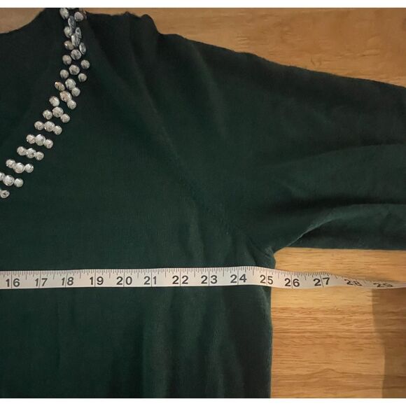 IMAN 2X Green Rhinestone Embellished Tunic Sweater Cashmere Blend NWT - Picture 7 of 12